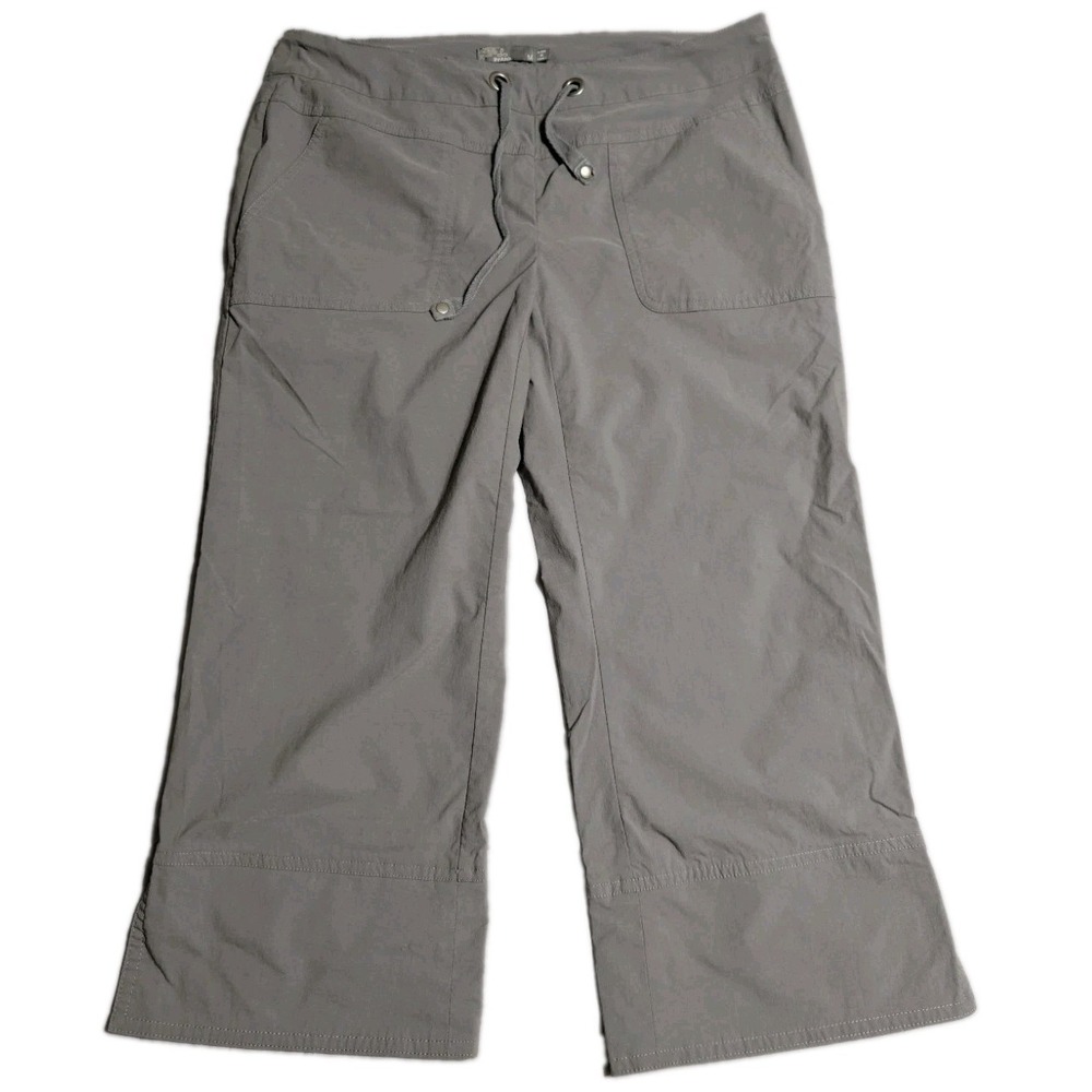 prAna Bliss Capri Pants Womens Medium Gray Drawstring Stretch Outdoor Hiking